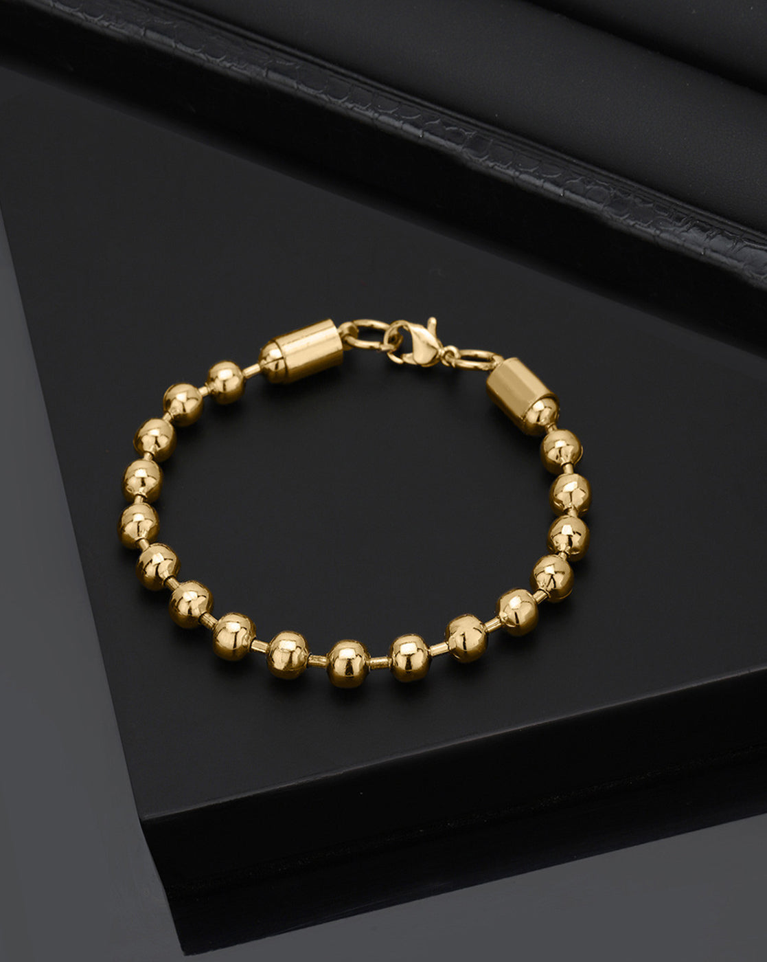 Men Gold Plated Metal Ball Link Bracelet