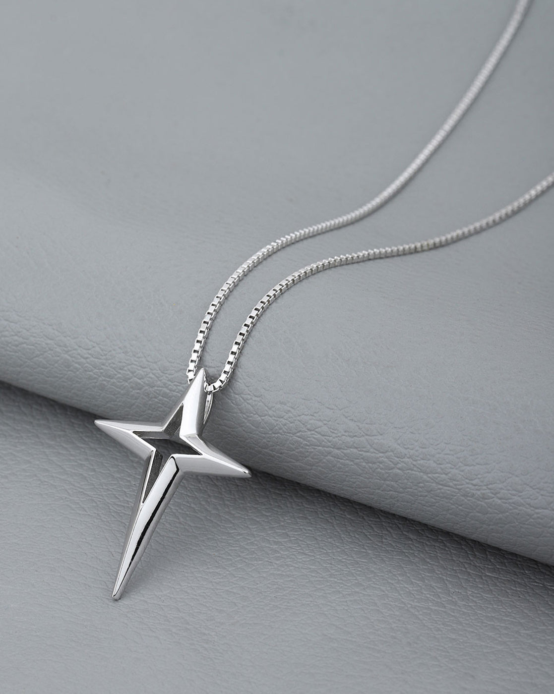Rhodium Plated Contemporary North Star Pendant for Men