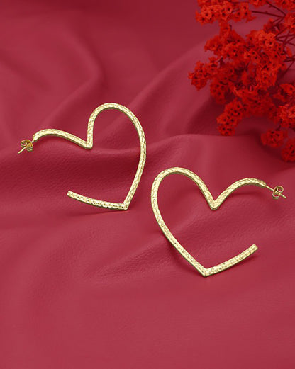 18kt Gold Plated Bold Heart Half Hoop Earring