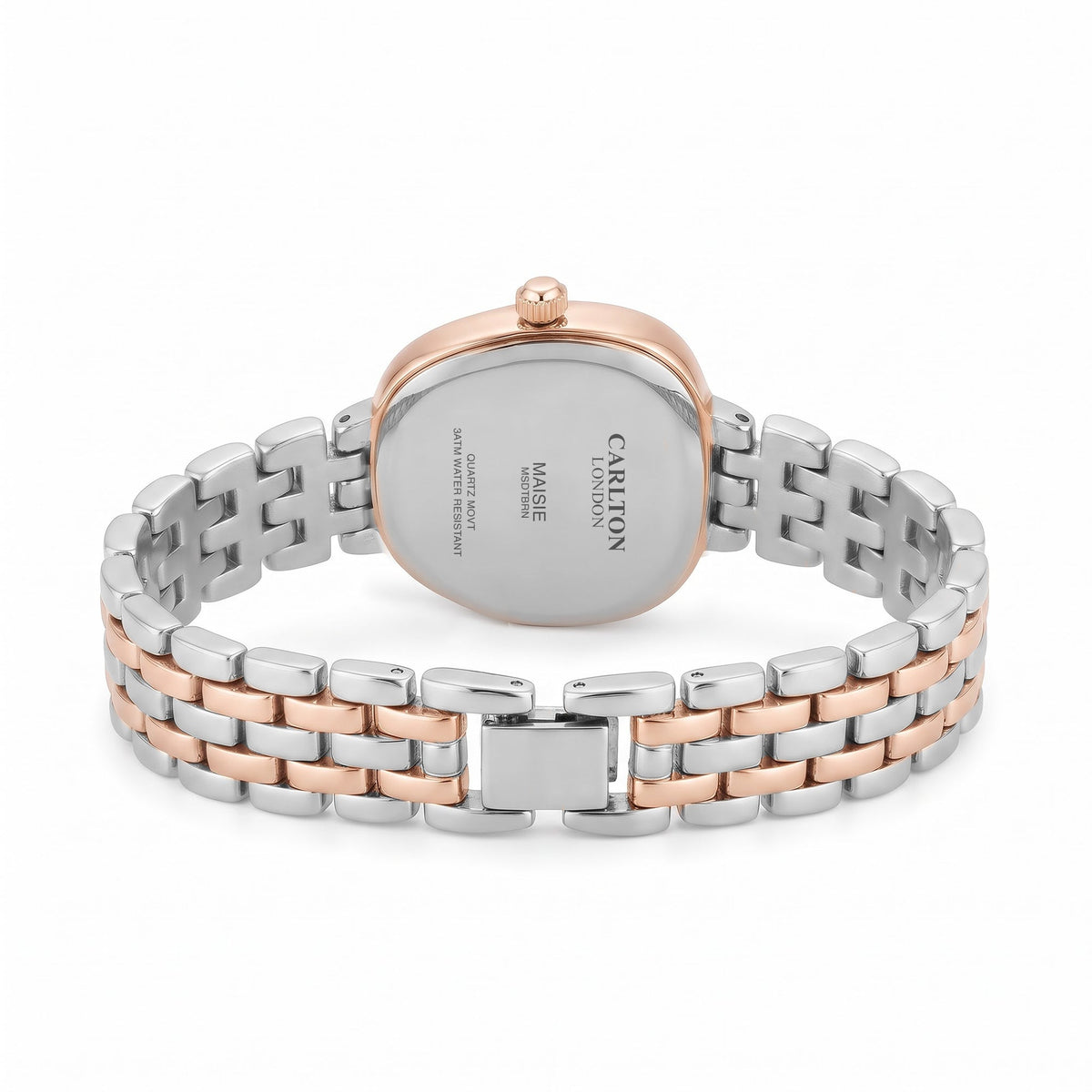 Carlton London Maisie Women’s Watch - Brown Rectangle Dial, Dual Tone Stainless Steel Strap - MSDTBRN