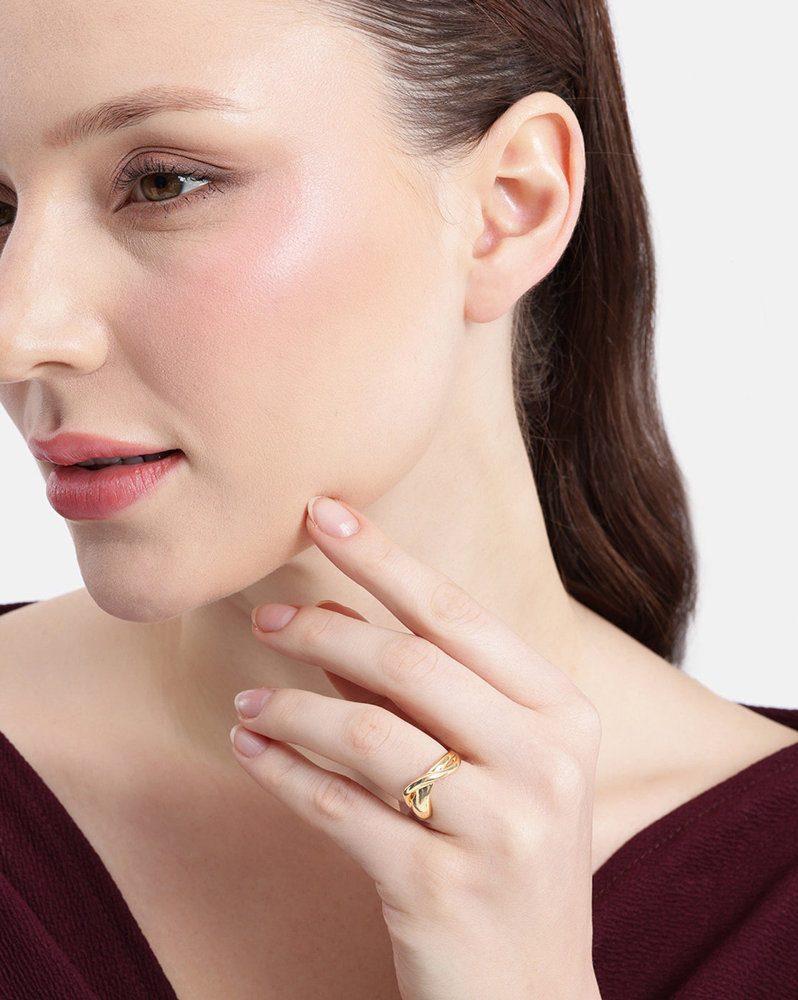 18kt Gold Plated Sculptural Adjustable Ring