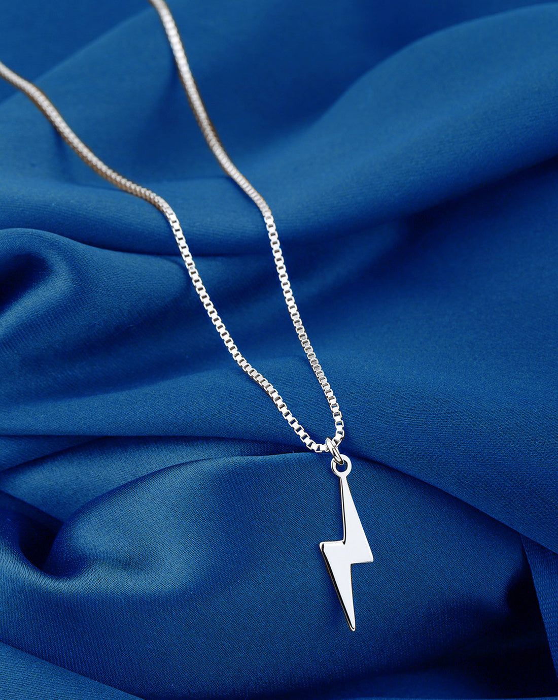 Rhodium Plated Lightning Pendant for Men