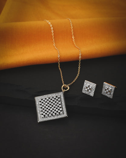 Gold Plated Statement Square CZ Jewellery Set