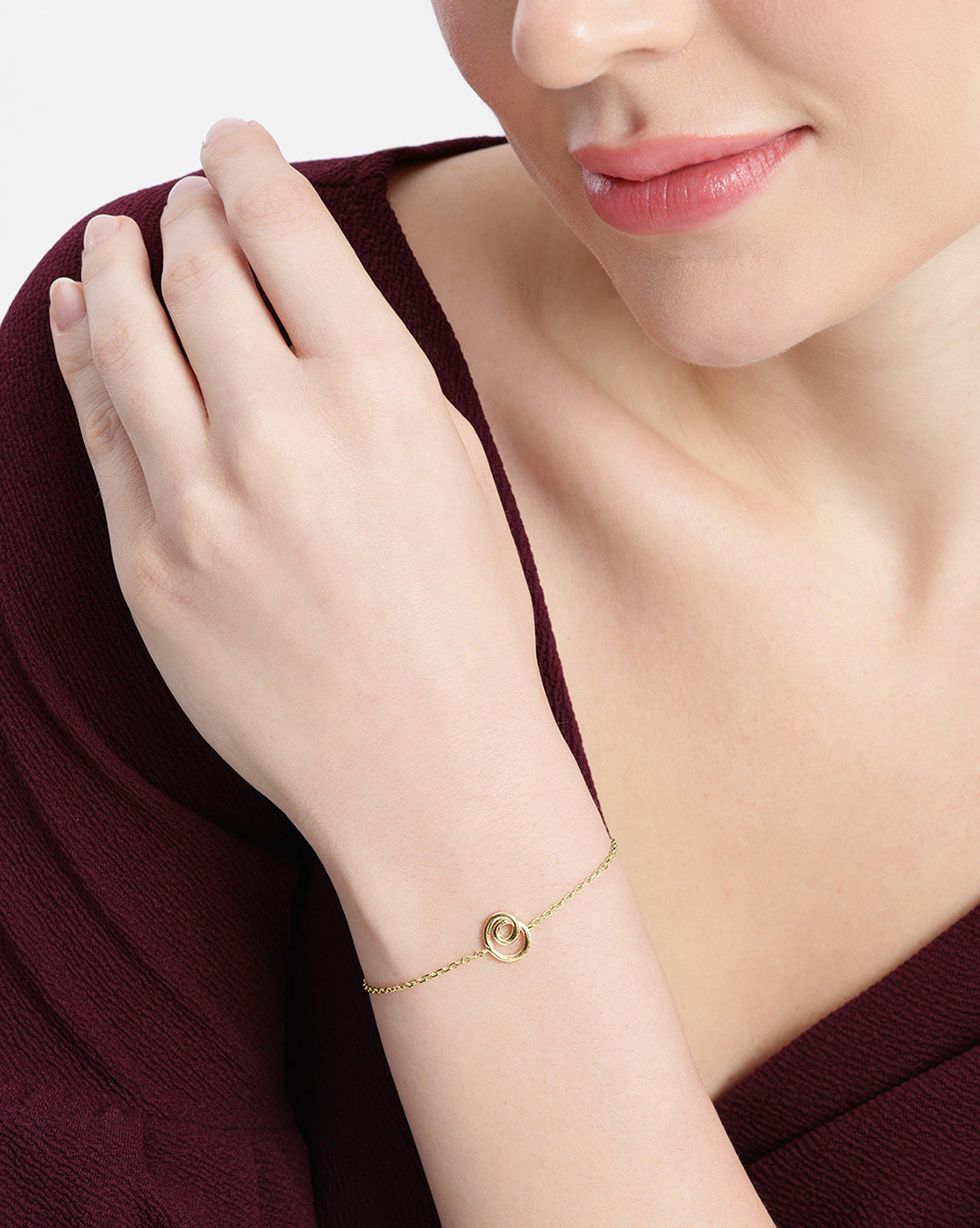 18kt Gold Plated Spiral Charm Bracelet