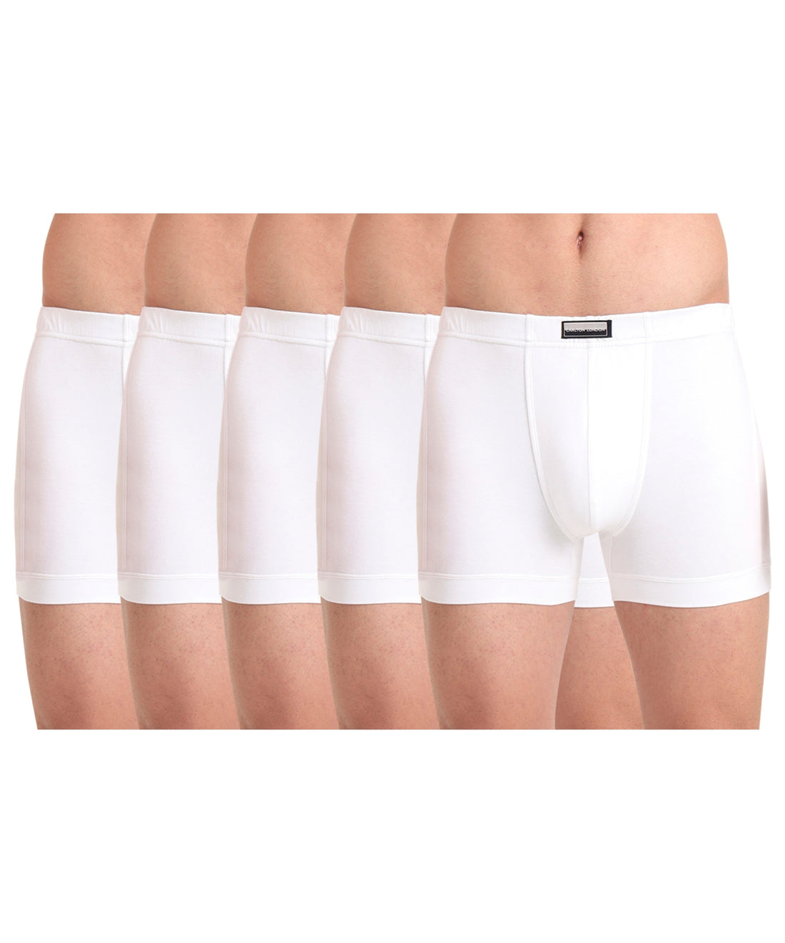 Trunk White Pack of 5  Cotton Spandex Fabric with Classic Fit Style 001