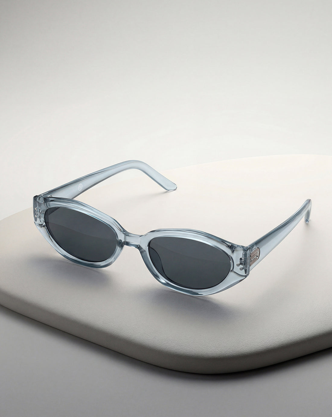Women Grey Toned UV Protected Black Lens Oval Sunglasses
