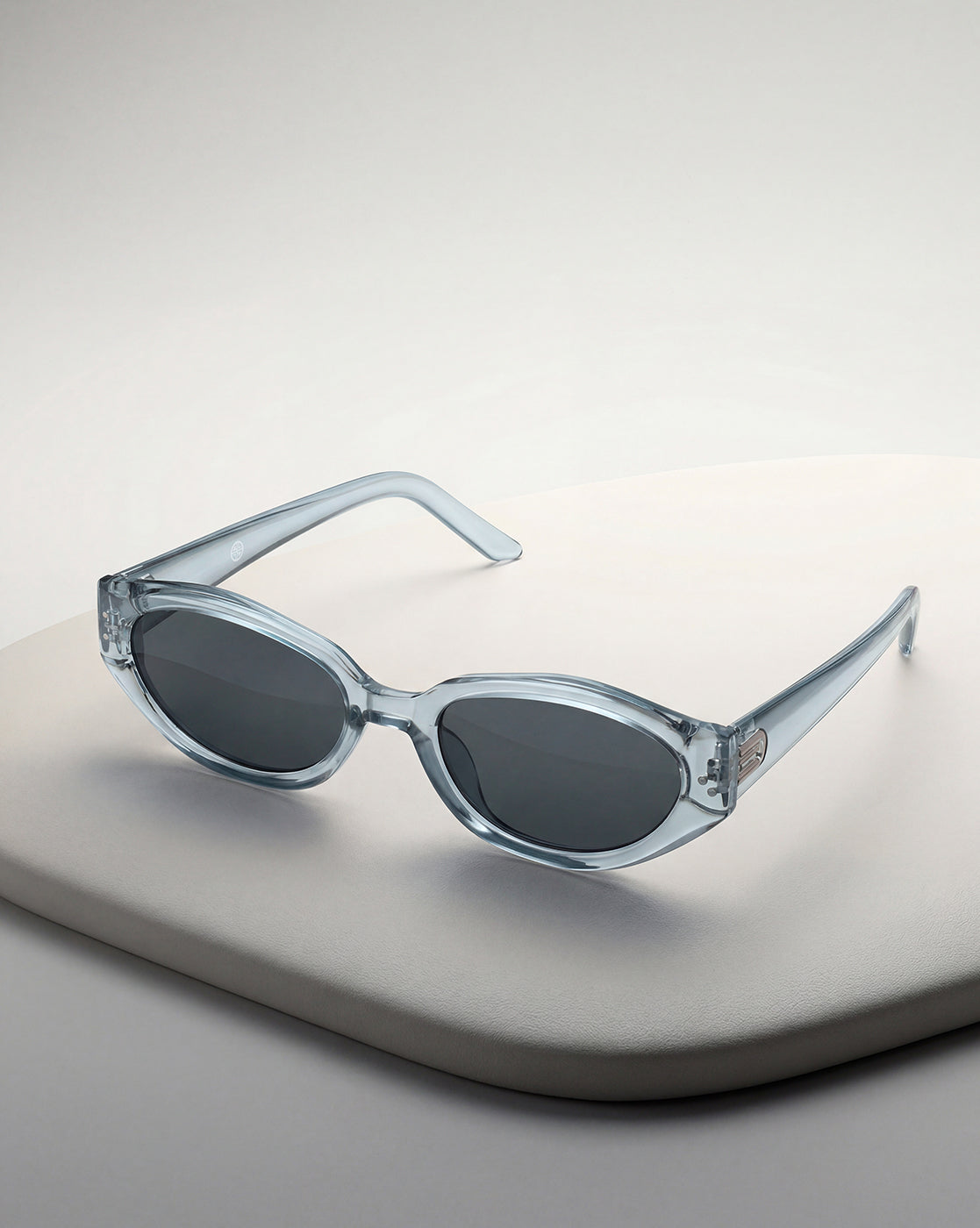 Women Grey Toned UV Protected Black Lens Oval Sunglasses