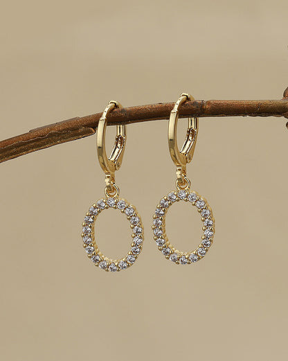 Gold Plated Contemporary Geometric CZ Hoop Earrings