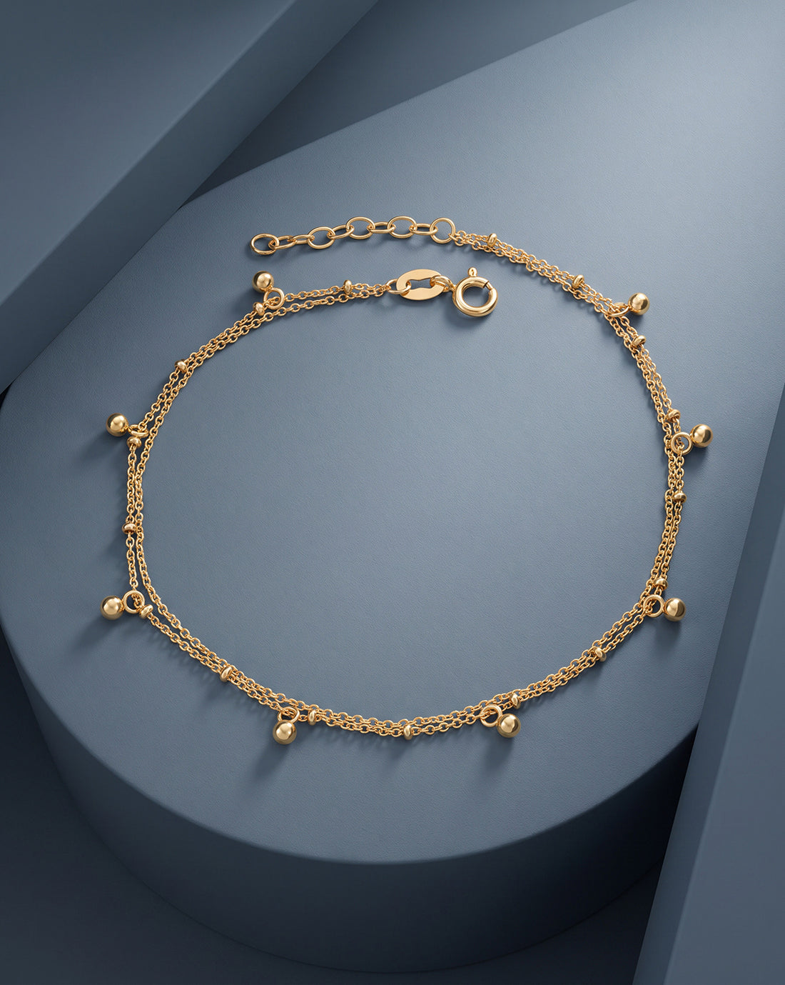 18kt Gold Plated Dangling Charm Layered Anklet
