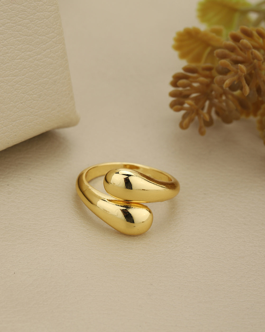 Gold Plated Modern Sculptured Adjustable Ring