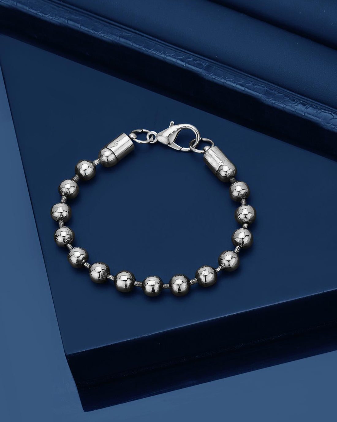 Men Silver Plated Metal Ball Link Bracelet