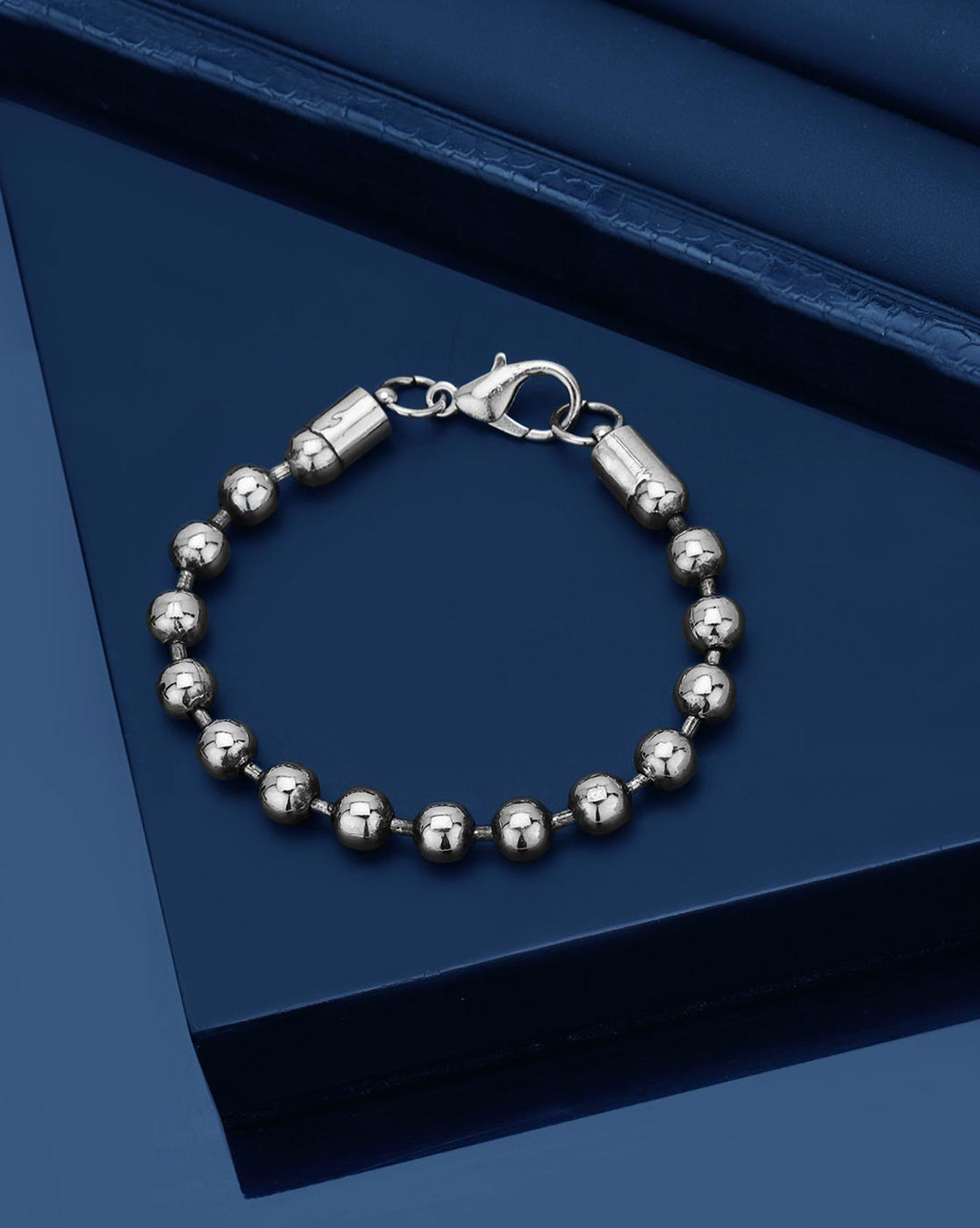Men Silver Plated Metal Ball Link Bracelet