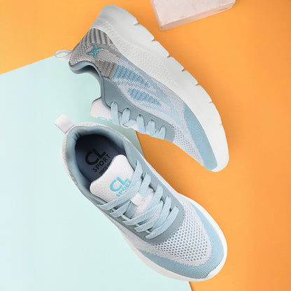 Women Mesh Flyknit Technology Lace-Up Sports Shoes
