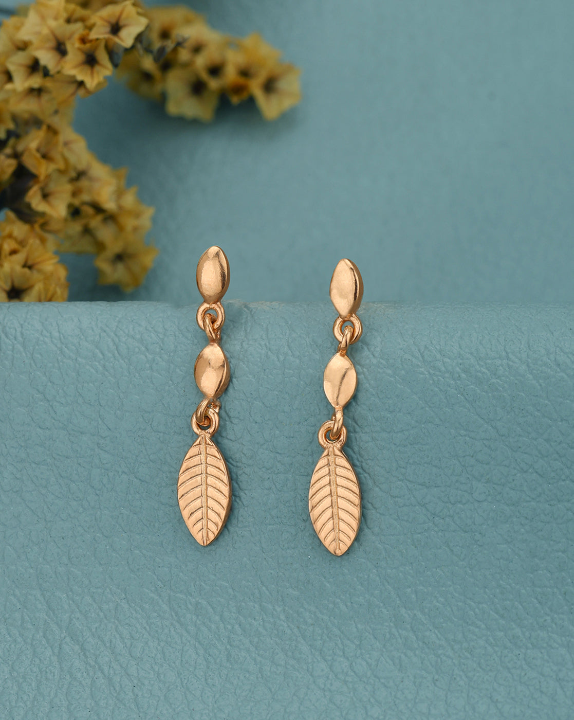 18kt Rose Gold Plated Dangling Leaf Drop Earring