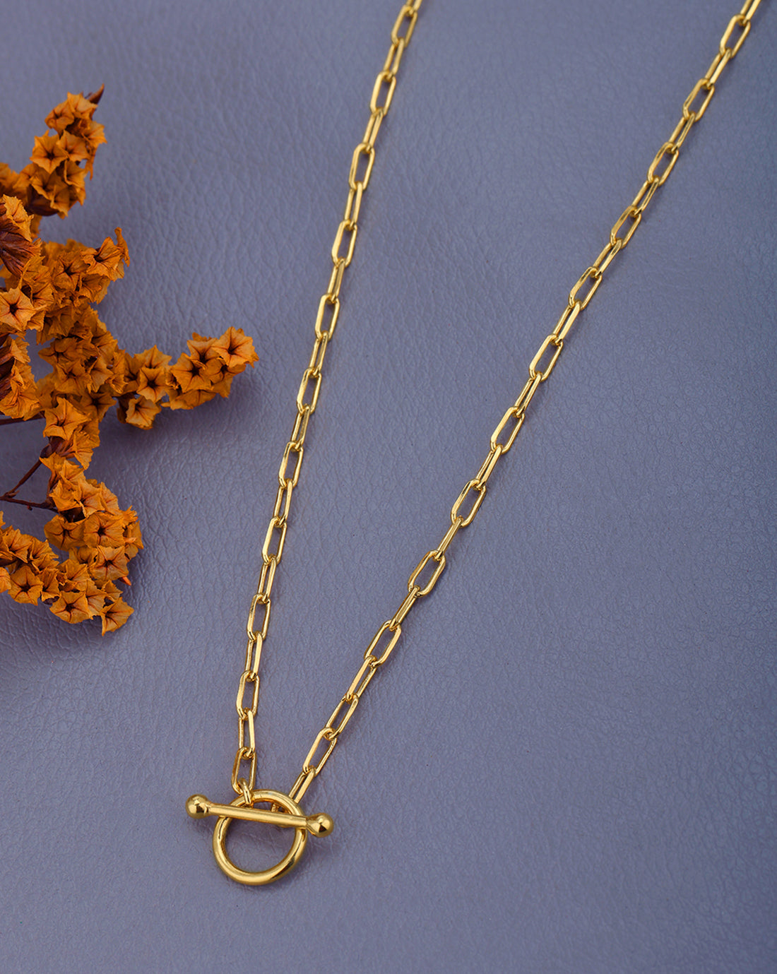 18kt Gold Plated Link Chain with Toggle Necklace