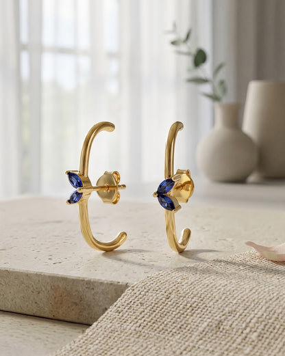 18kt Gold Plated Sapphire Studded Buttefly Ear Lobe Earring