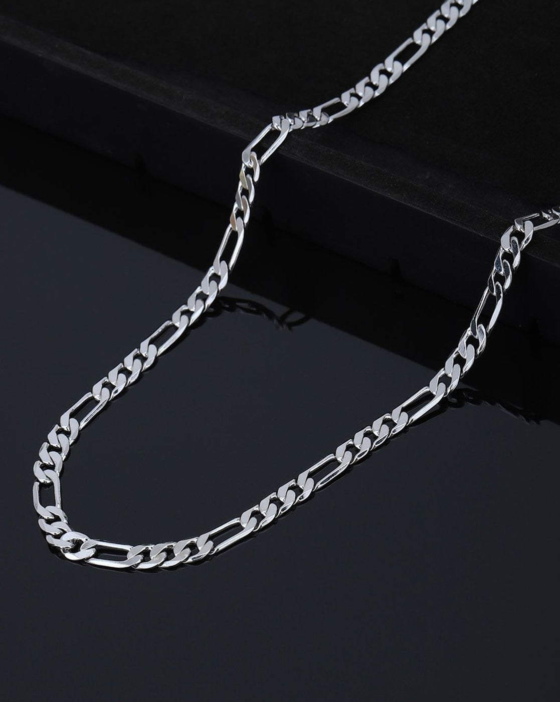 Men Rhodium Plated Figaro Chain Necklace