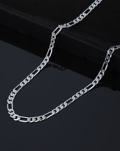 Men Rhodium Plated Figaro Chain Necklace