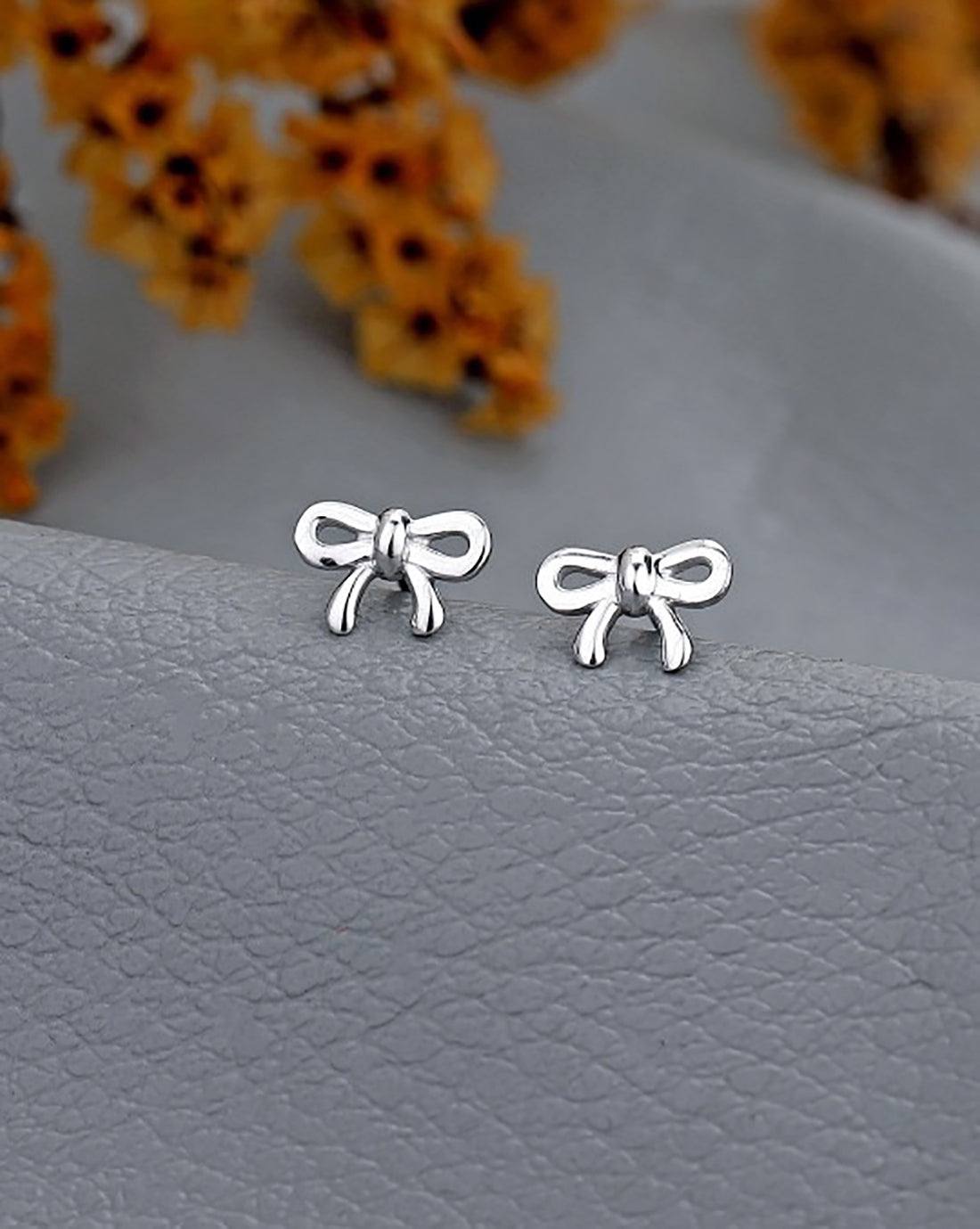 925 Sterling Silver Rhodium Plated BOW Mini Stud Earring