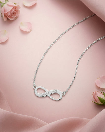 925 Sterling Silver Rhodium Plated Infinity “I Love You” Mom Necklace
