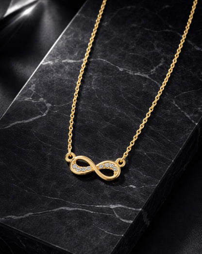 Gold Plated Elegant CZ Sparkle Infinity Necklace