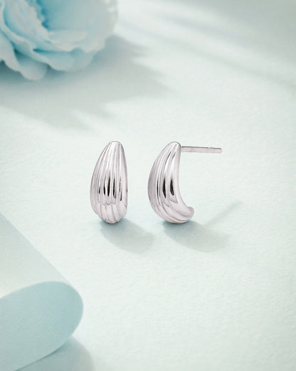 925 Sterling Silver Rhodium Plated Half Hoop Earring