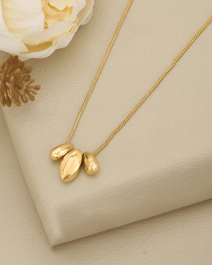 Gold Plated Sculptured Organic Pendant and Chain