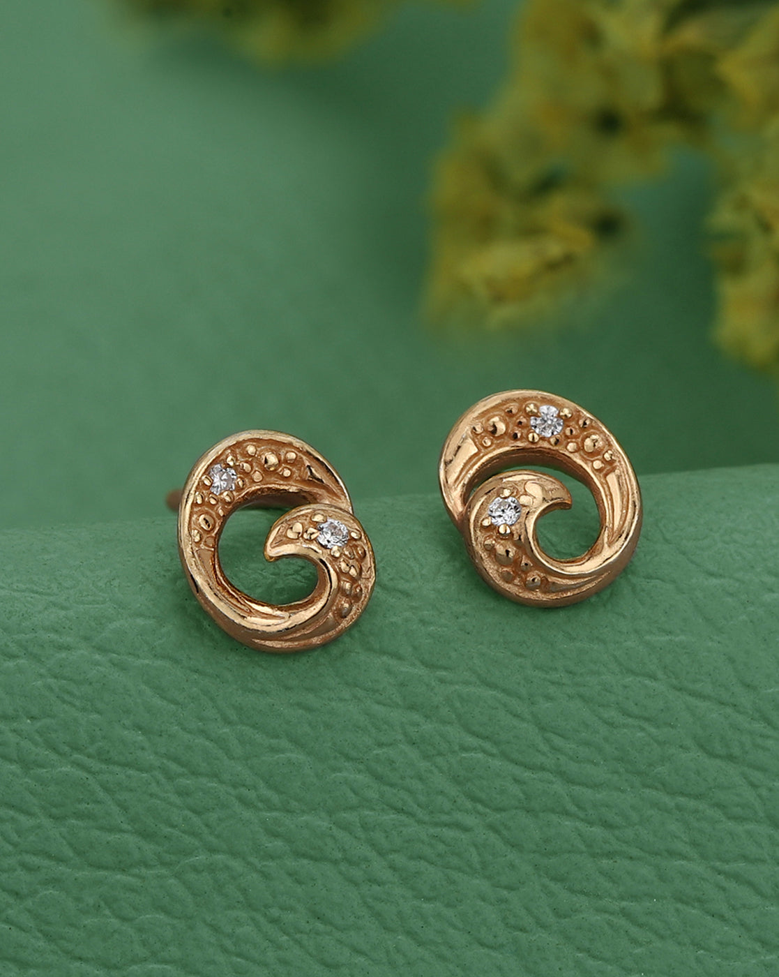 925 Sterling Silver 18kt Rose Gold Plated CZ Petite Stud Earring