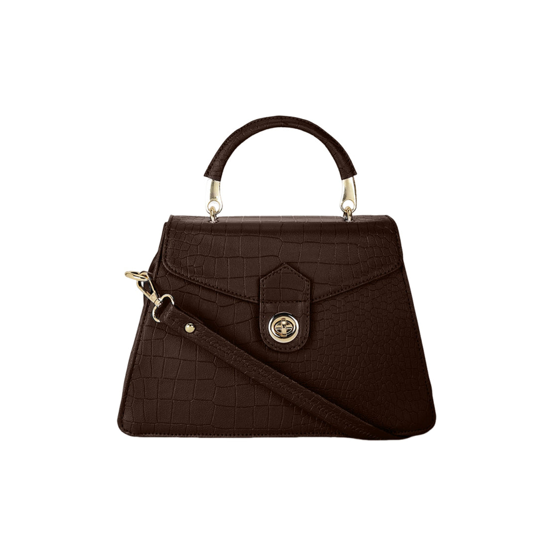 Carlton London Eleonara Brown Structured Handbag  CLLP 907 BROWN