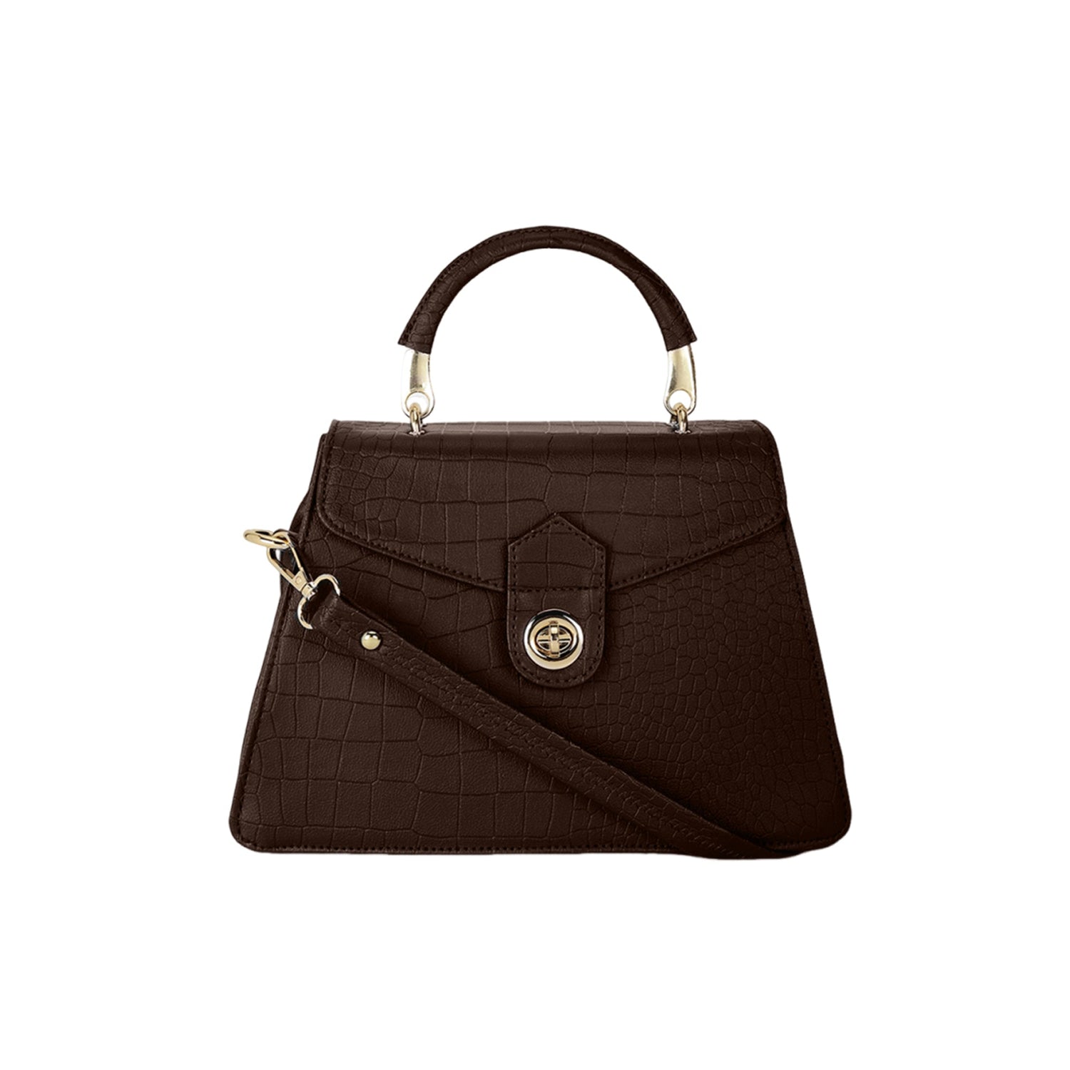 Carlton London Eleonara Brown Structured Handbag  CLLP 907 BROWN
