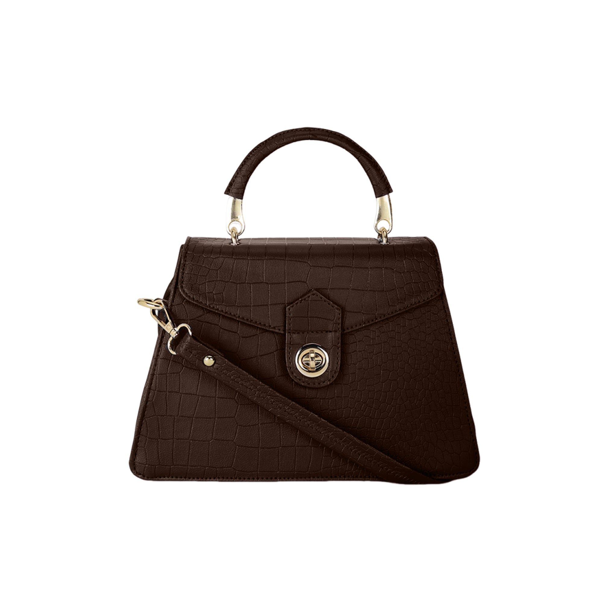 Carlton London Eleonara Brown Structured Handbag  CLLP 907 BROWN