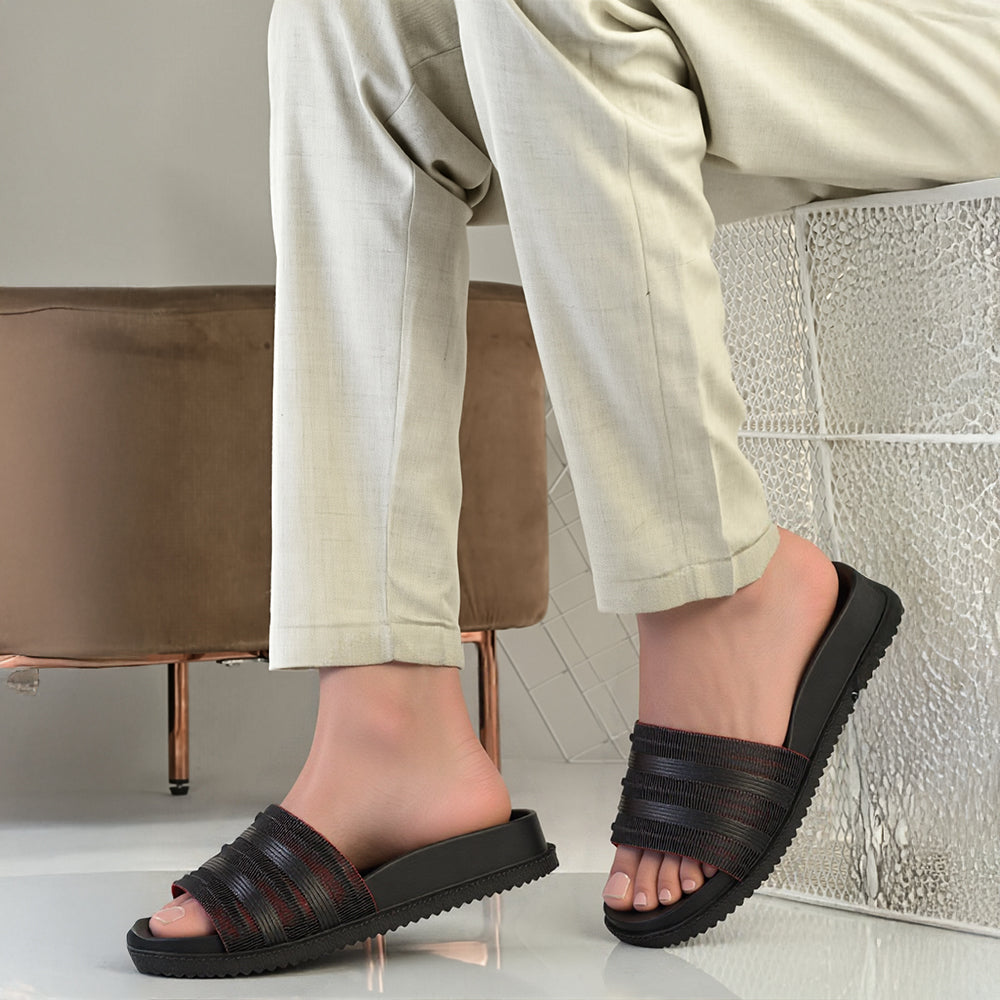 Men Textured Comfort Slip On Slider