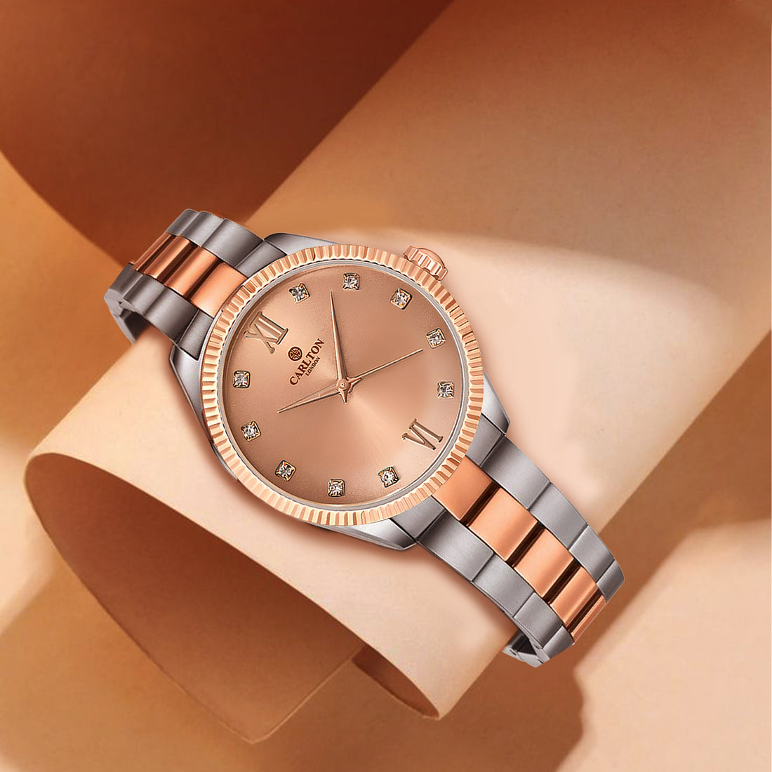 Women Rose Gold/Silver Stainless Steel Harper Analog Watch - CLBRTRSG