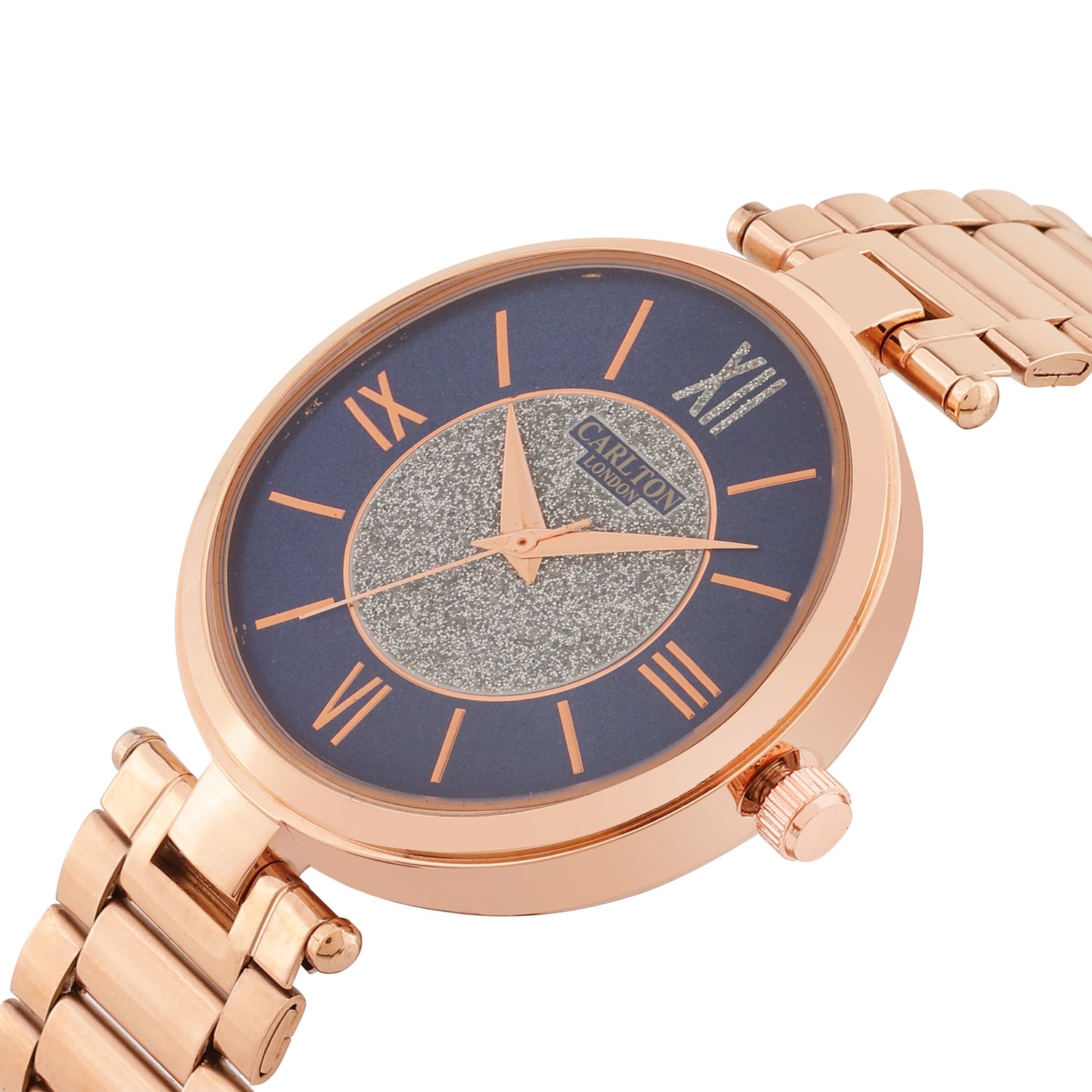 Carlton London Sabrina Rose Gold/Blue Analog Watch  - CLRGSBLU