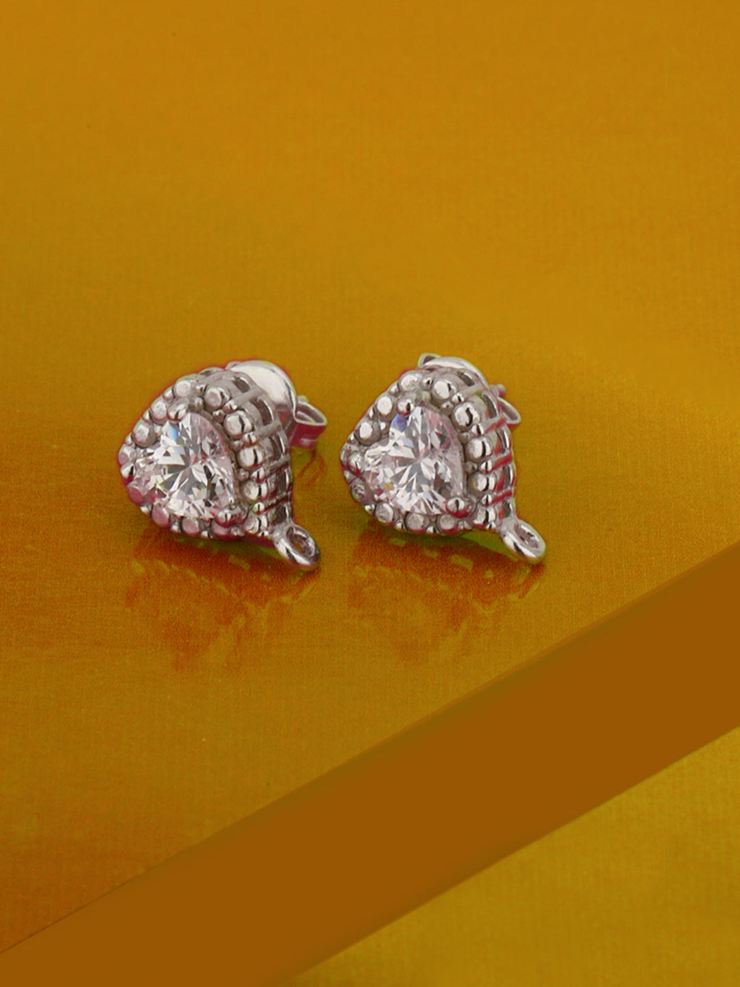 Carlton London Rhodium Plated Cz Stud Earring For Women