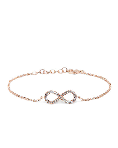 18kt Rose Gold Plated CZ Infinity  Charm Bracelet