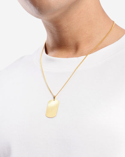 Men 18kt Gold Plated Dog Tag Pendant and Chain