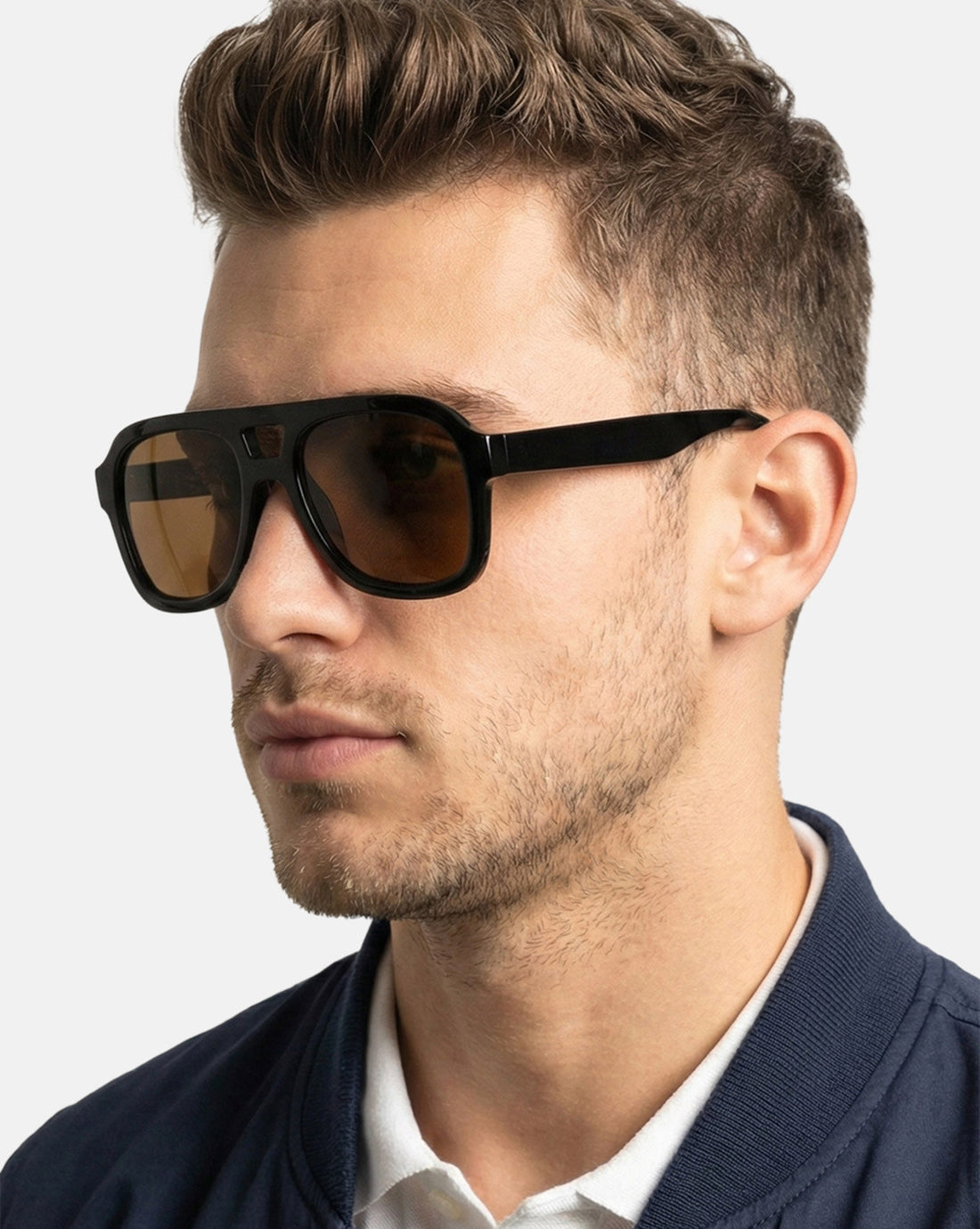 Men Black Toned Brown UV Protected Lens Vintage Sunglasses