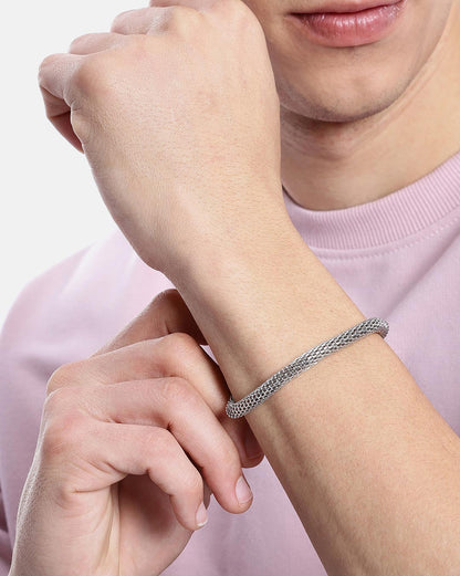 Men Silver Plated Flexible Bracelet