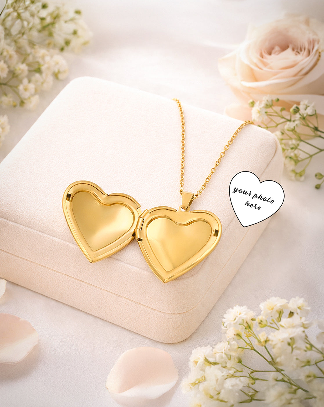 Gold Plated Openable Bold Heart Pendant and Chain