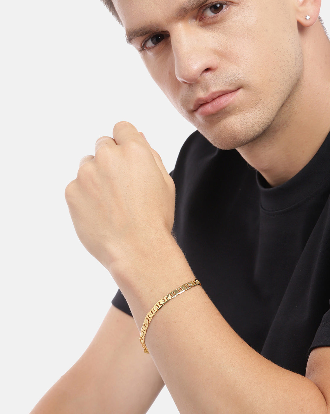 Men 18kt Gold Plated Anchor link Chain Bracelet