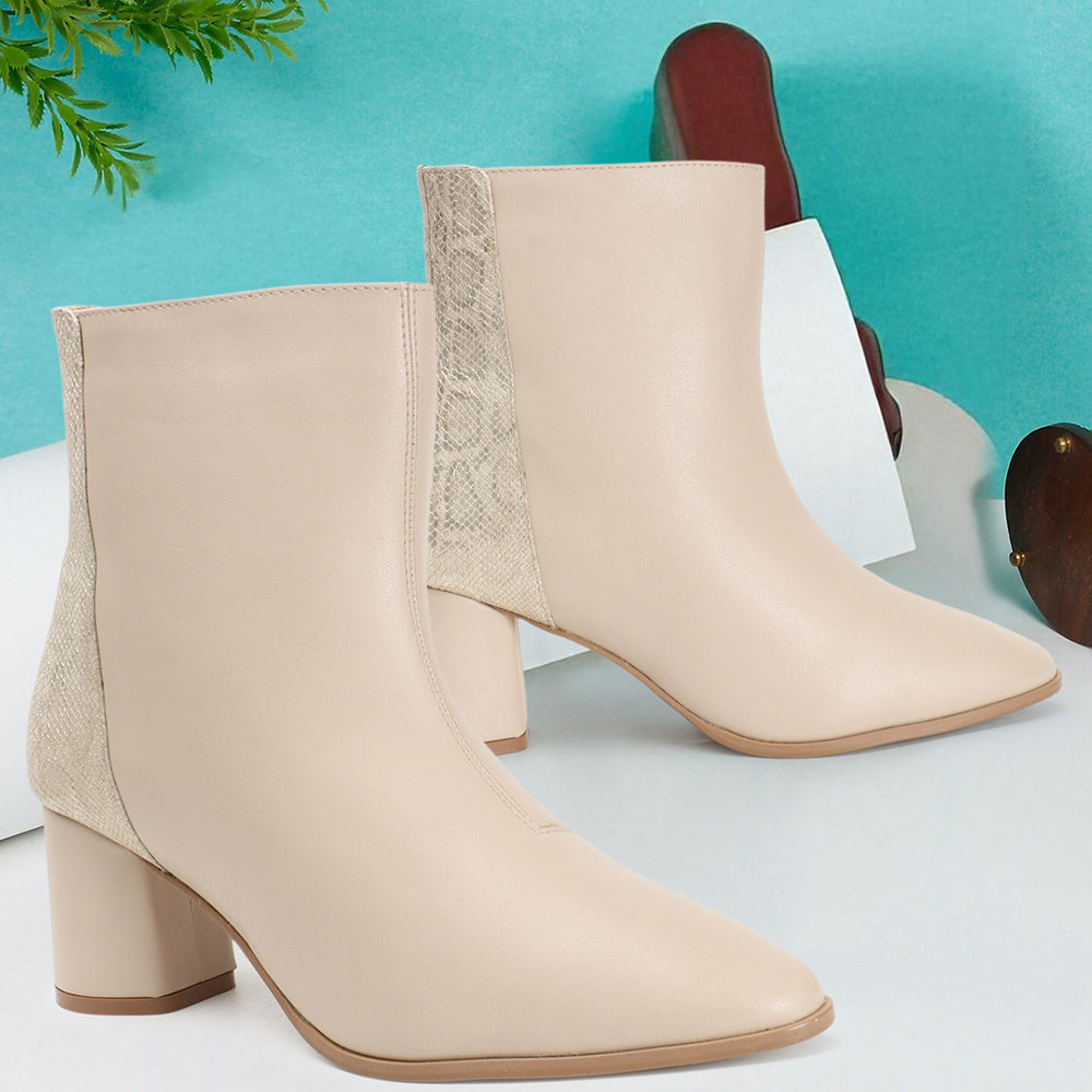 Women Round Toe Mid-Top Solid Chelsea Boots