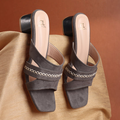 Women,s Open Back Square Toe Block Sandals Heels