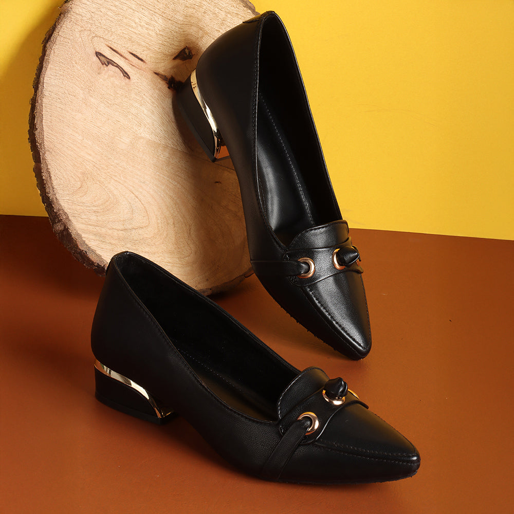 Women Solid Slip-On Block Heel Pump