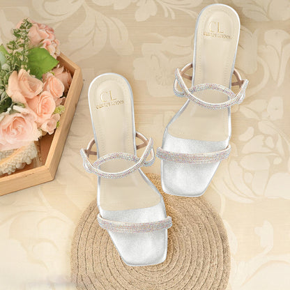 Women Embellished Party Kitten Sandals