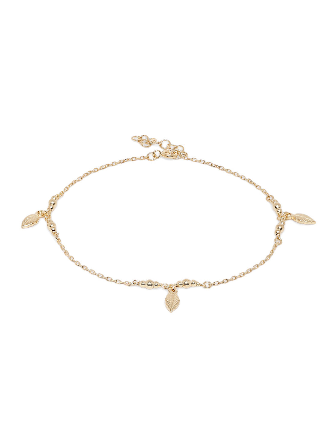 18kt Gold Plated Leaf Charm Anklet