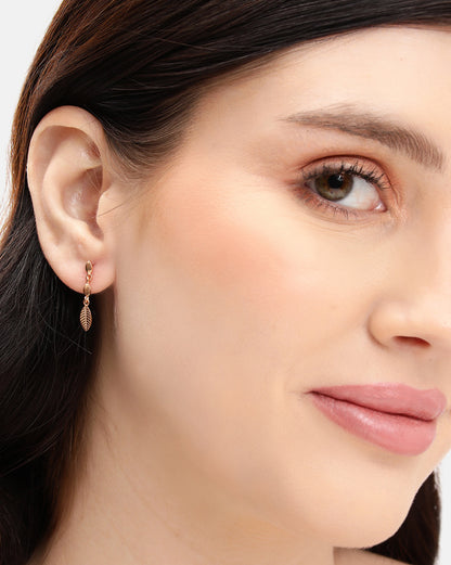 18kt Rose Gold Plated Dangling Leaf Drop Earring