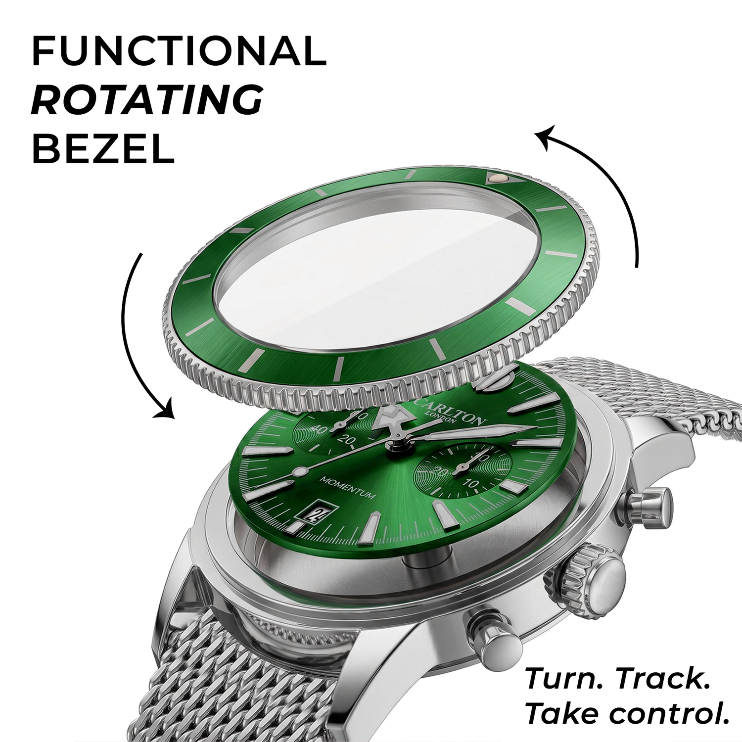 Carlton London Men Momentum Silver Green Analog Watch - CL-MT-SGRN