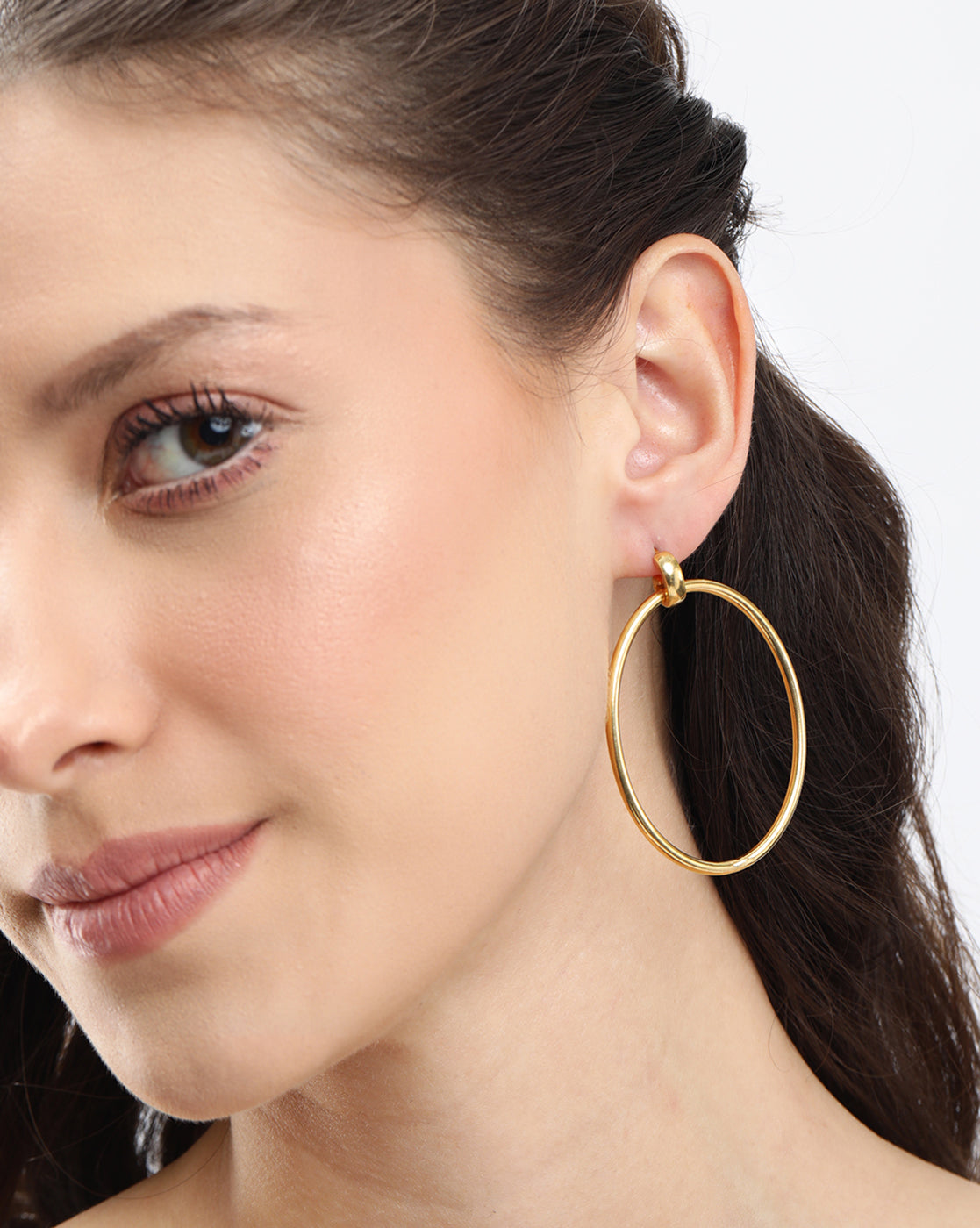 18kt Gold Plated Bold Oval Link Drop Earring