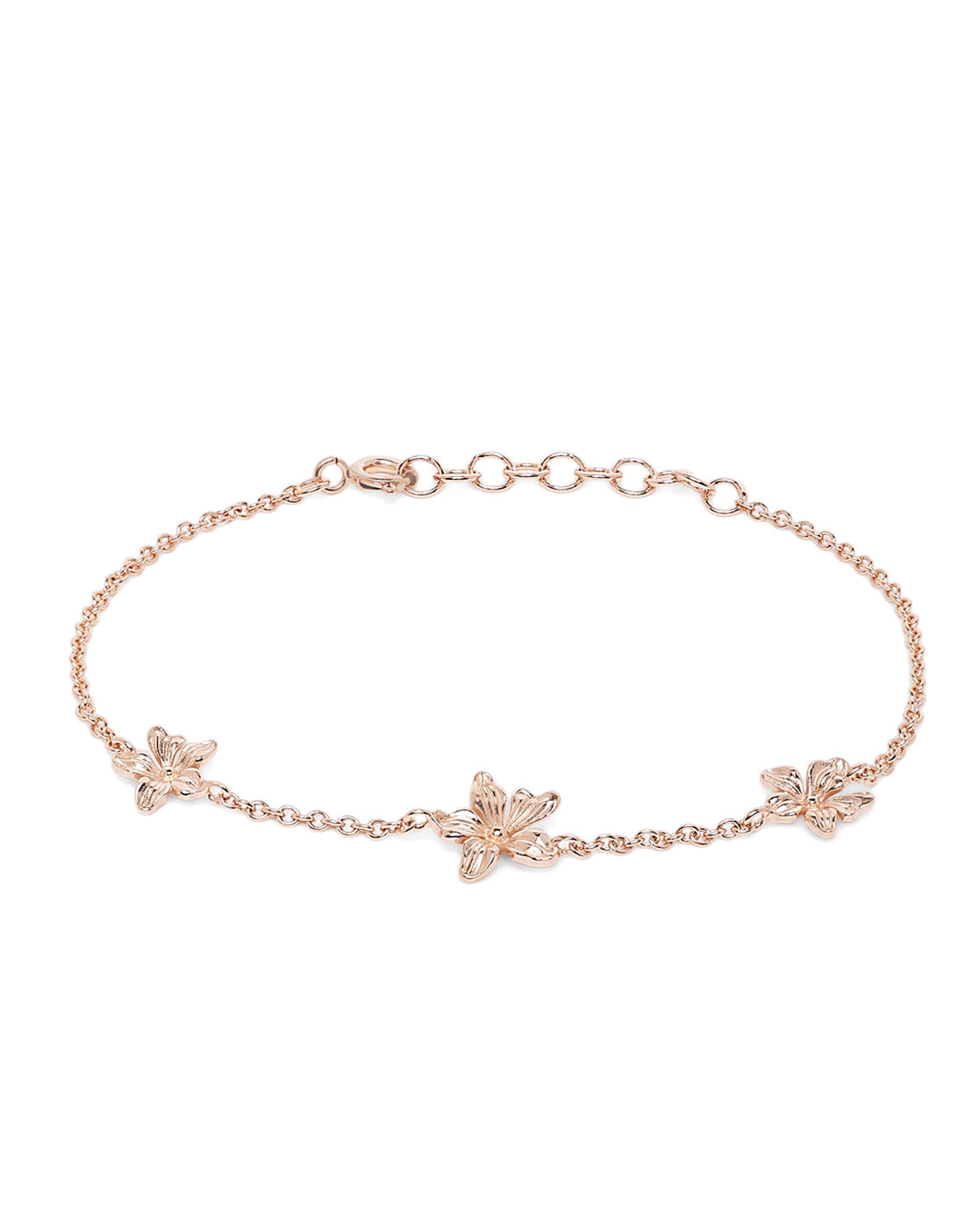 18kt Rose Gold Plated Floral Charm Bracelet